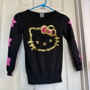 Hello Kitty by Sanrio Black and Pink Kids Sweater Small